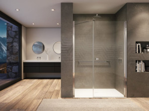 Стеклянная ниша душевая кабина с распашной дверью