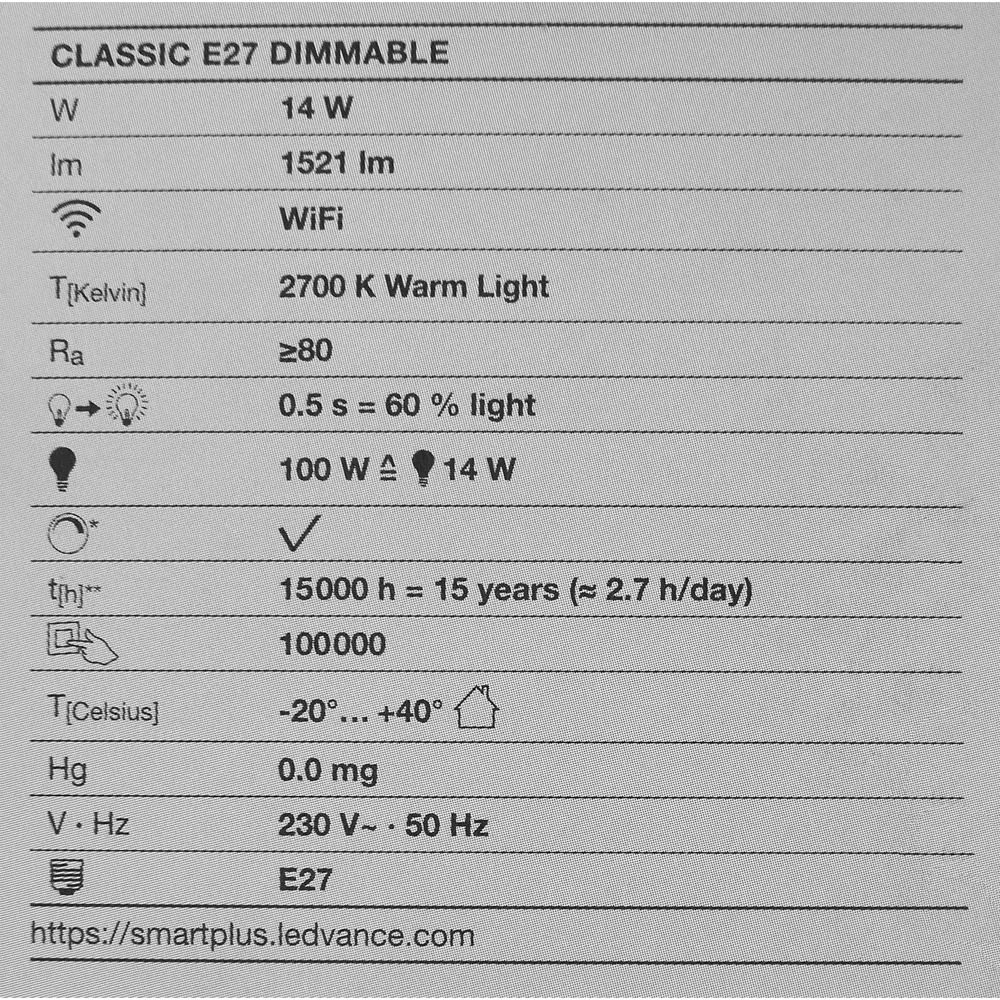 Лампа умная светодиодная Wi-Fi Osram Smart Plus E27 220-240 В 14 Вт груша матовая 1521 лм теплый белый свет 89143903 STLM-2046821 LEDVANCE  - Вид №4