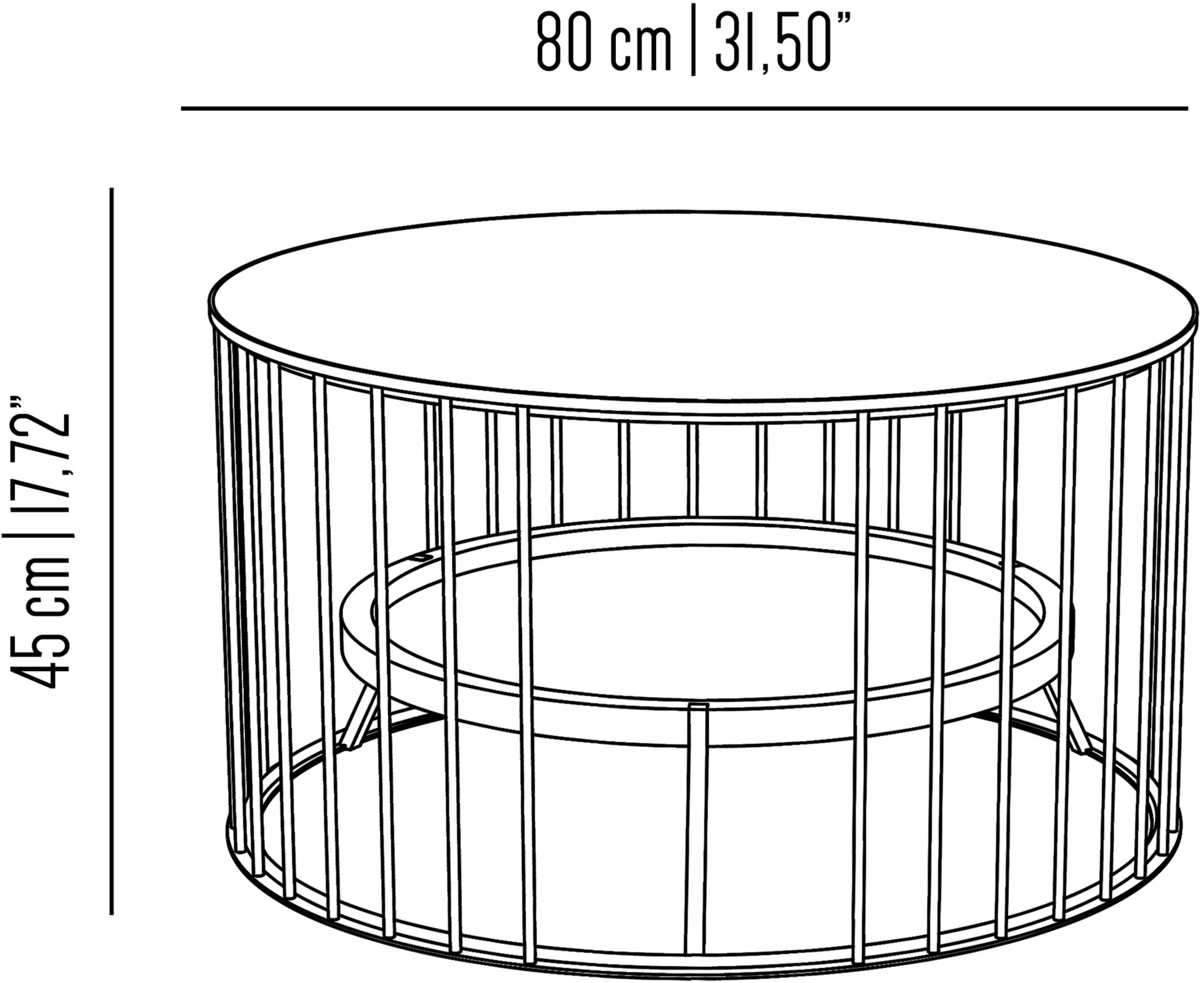Il Bronzetto Низкий круглый латунный журнальный столик Cage Cag05 double - Вид №2