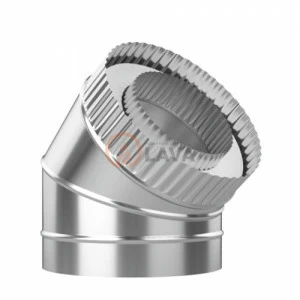 Сэндвич-отвод LAVA 180/250, угол 45*, нерж. 439 (0,5)/оцин. (0,5)