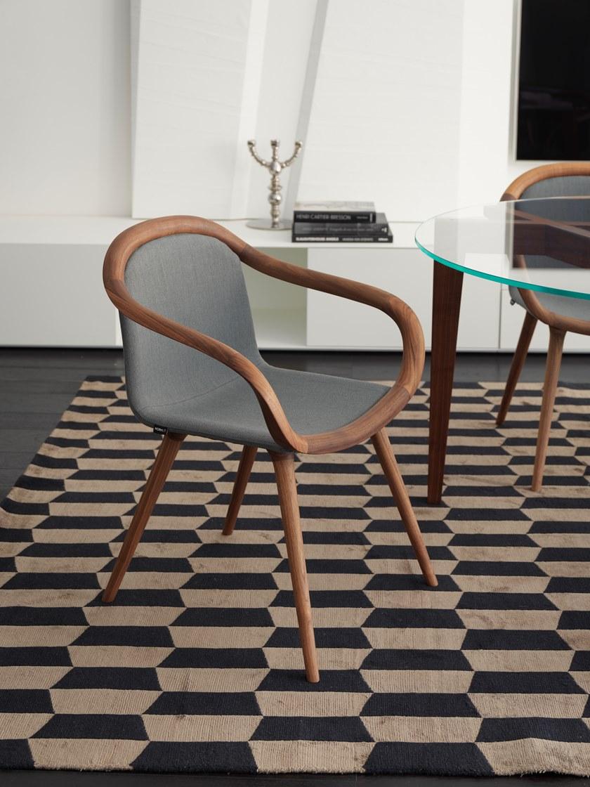 Casamania & Horm Стул из орехового дерева, обитый кожей или тканью, с подлокотниками sun-id-1492474 - Вид №6