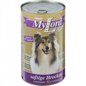 ПР0035371 Корм для собак Мой Лорд Классик кусочки в соусе, Кролик, сердце конс. 1230г Dr. ALDER`s