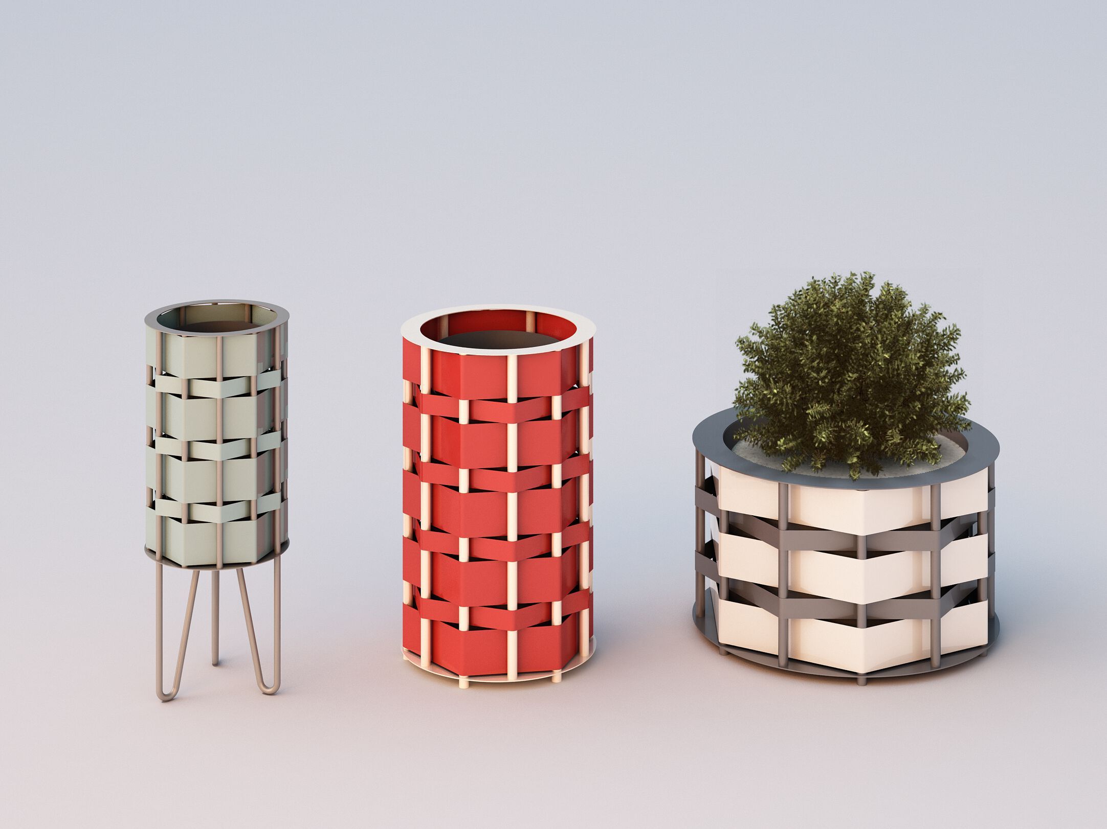 Круглый плантатор из оцинкованной стали Viscio Urban Design плетеная ARCH-00034578 - Вид №2