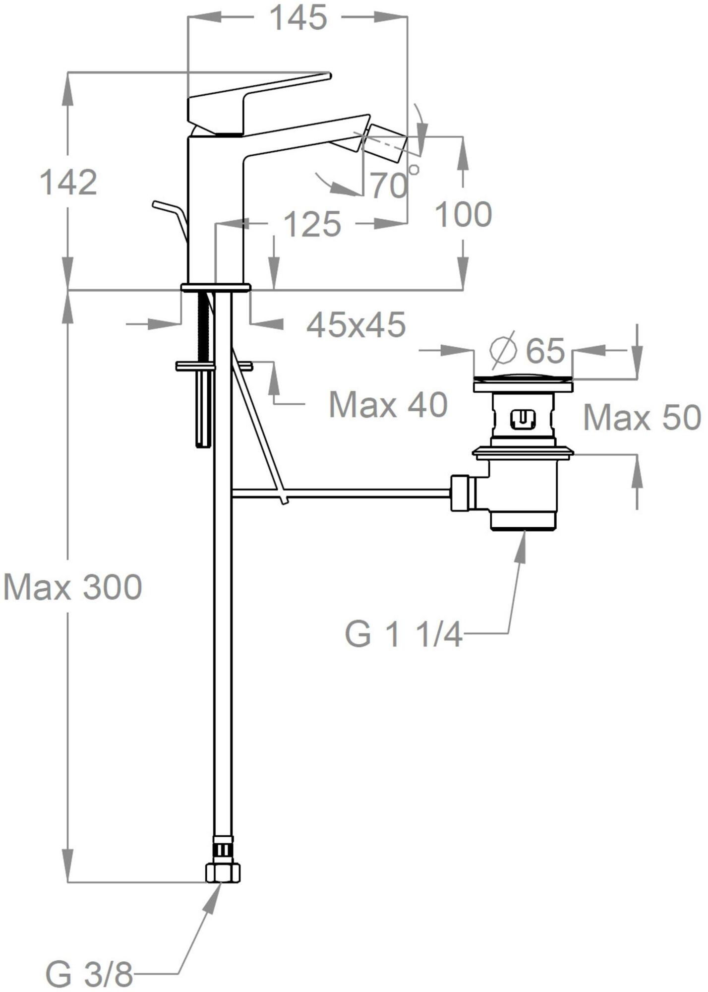 Fir Italia Смеситель для биде на столешнице из латуни с автоматическим сливом Kelio 63 6321011 - Вид №1