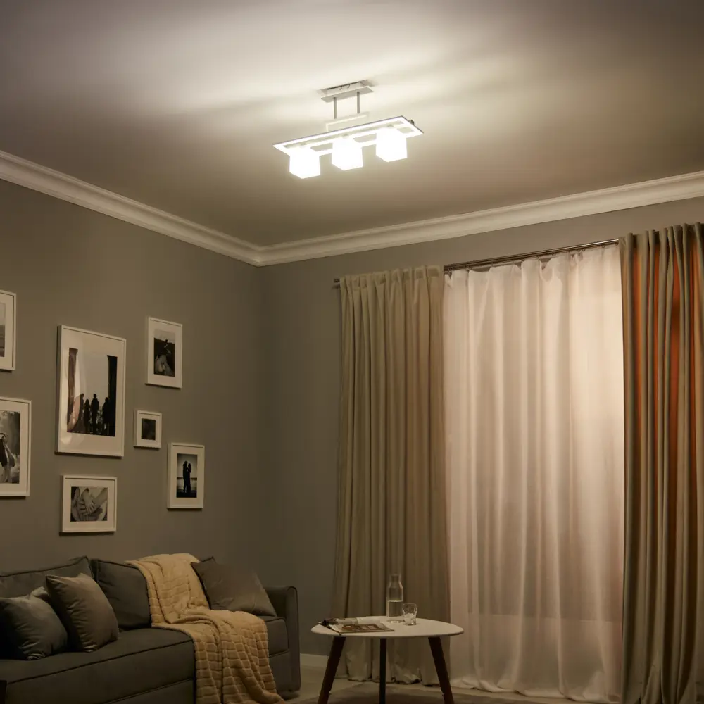 Люстра потолочная Модерн КС30092/3C, 3 лампы, 9 м², цвет белый КЛЮЧНИК STLM-2112244 - Вид №10