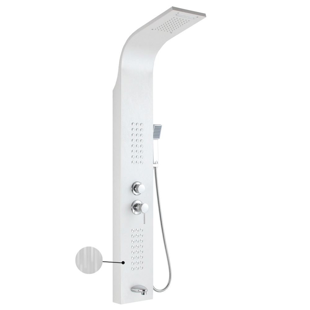 GFmark - Душевая панель - "тропический душ" с двумя лейками, БЕЛЫЙ - ПЛЁНКА, корпус из нержавеющей стали марки 304, код: 5515 