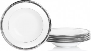 10654839 Noritake Набор тарелок суповых Noritake "Чатлайн, платиновый кант" 22см, 6 шт Фарфор костяной