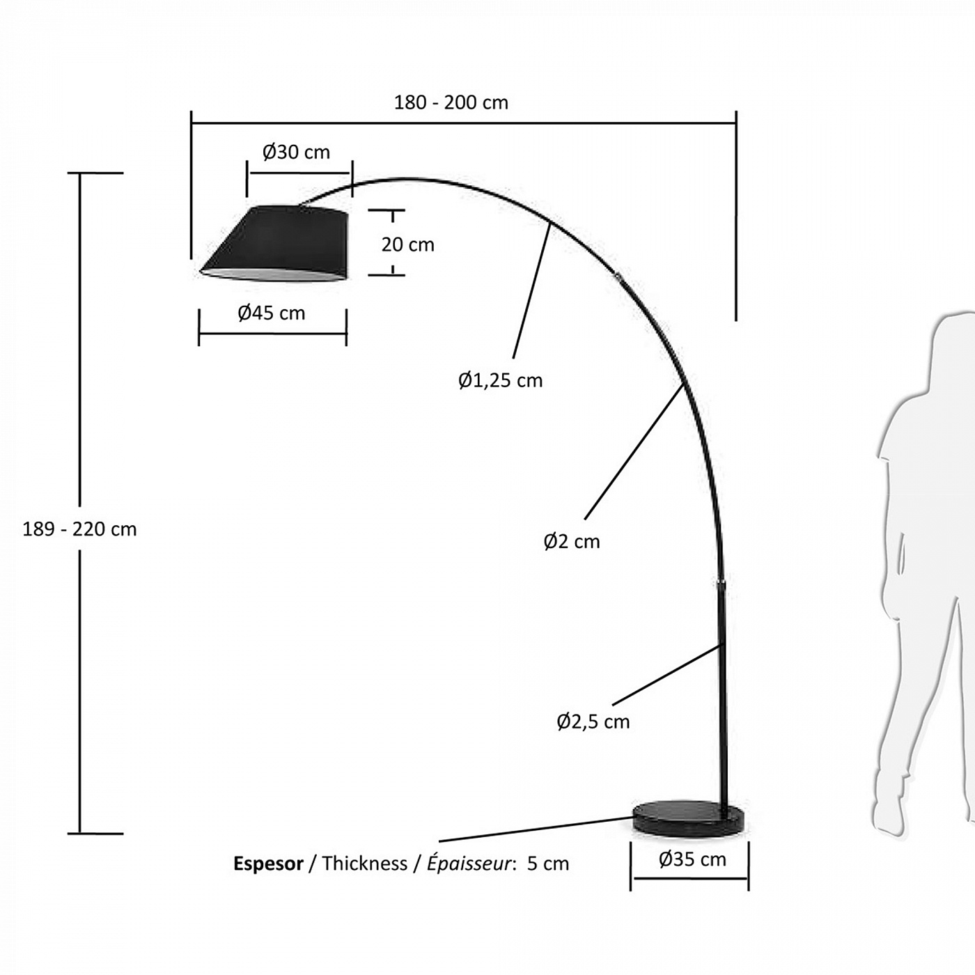 047690 Торшер Lee черный La Forma May - Вид №3