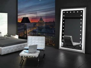 UNICA by Cantoni Прямоугольное настольное зеркало из кожи со встроенной подсветкой Mf