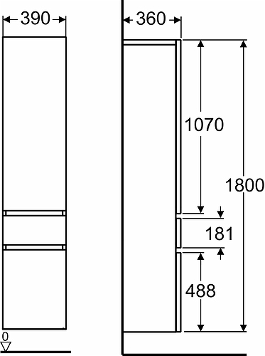 44765 IFO Renova Плоский высокий шкаф с двумя дверцами и ящиком, глянцевый белый  - Вид №4