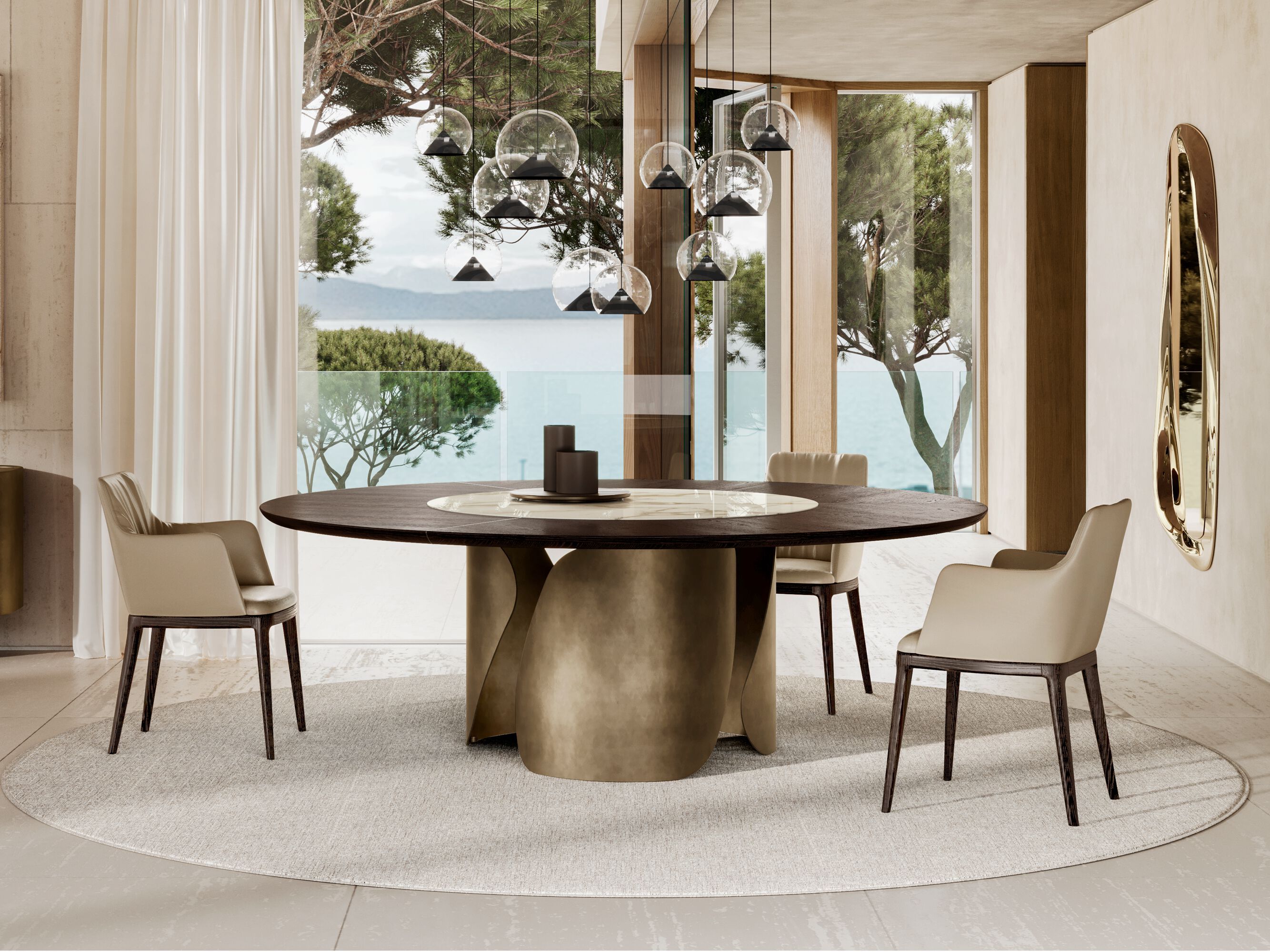 Круглый стол с деревянным и керамическим верхом EFORMA Onda ARCH-00081348 - Вид №1