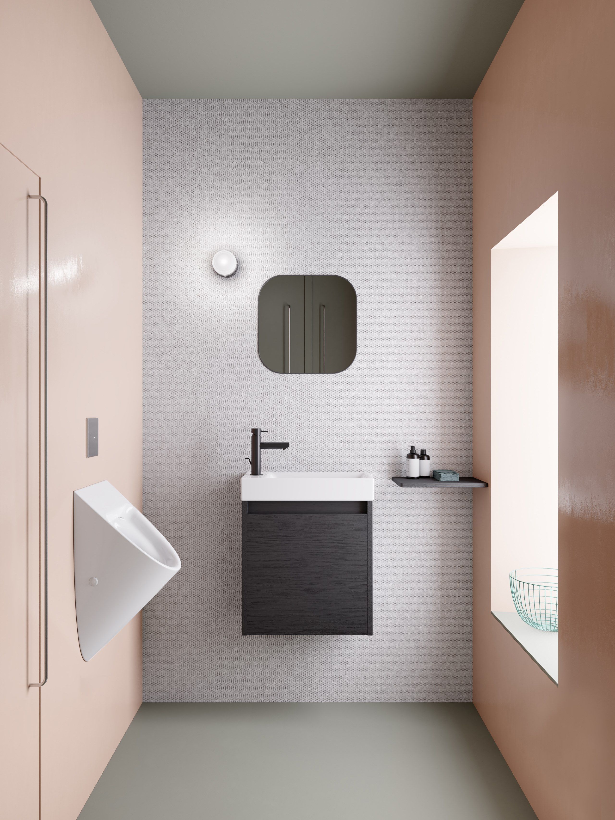 Керамическая подвесная прямоугольная ручная мойка с держателем для полотенец GSI ceramica Nubes ARCH-00075815 - Вид №1