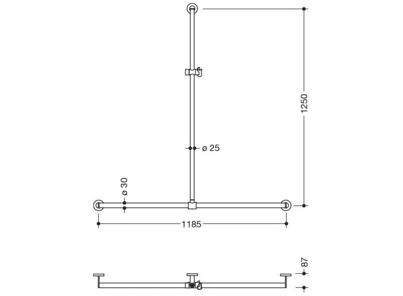 900.35.43260 Поручень для душа с выдвижным держателем для душа HEWI Greifen  - Вид №4