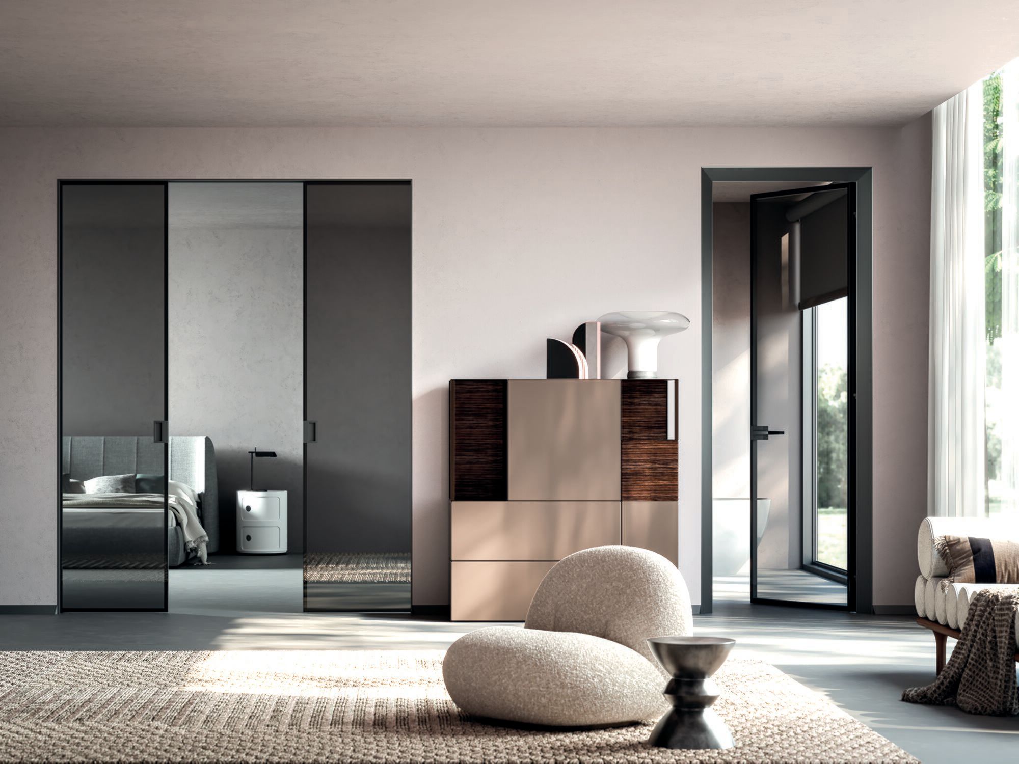 Стеклянная и алюминиевая панель для раздвижных дверей Eclisse дверные панели ARCH-00009632 - Вид №4