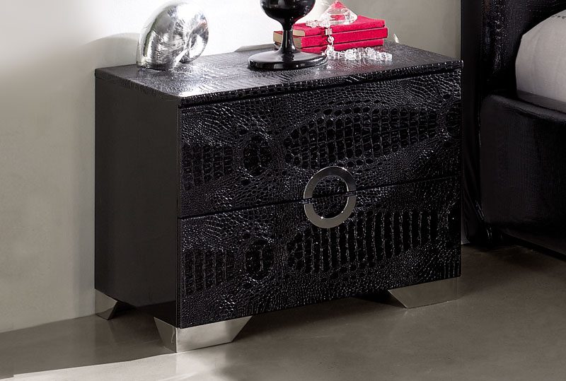 Тумба прикроватная черная с 2 ящиками Co ESF FIUME 043979 Черный  - Вид №1