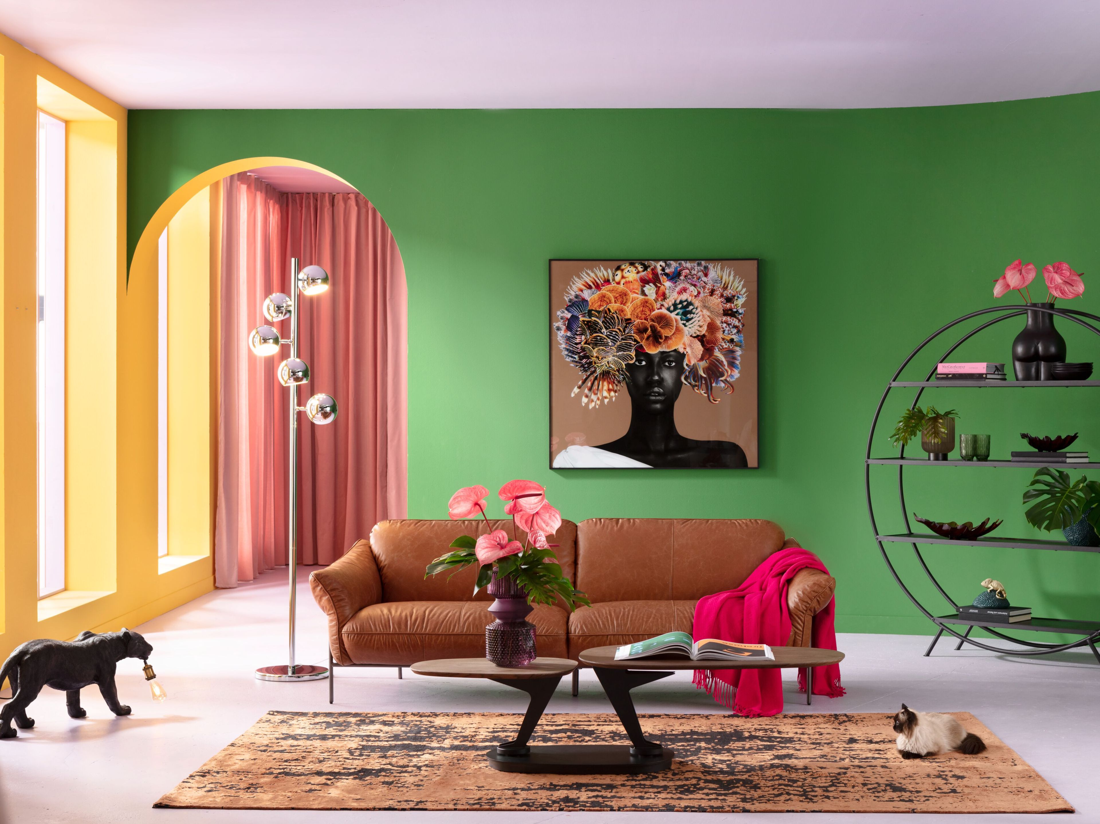 Регулируемая напольная лампа из хромированной стали KARE Design CALOTTA CHROME 5-LITE ARCH-00023535 - Вид №1