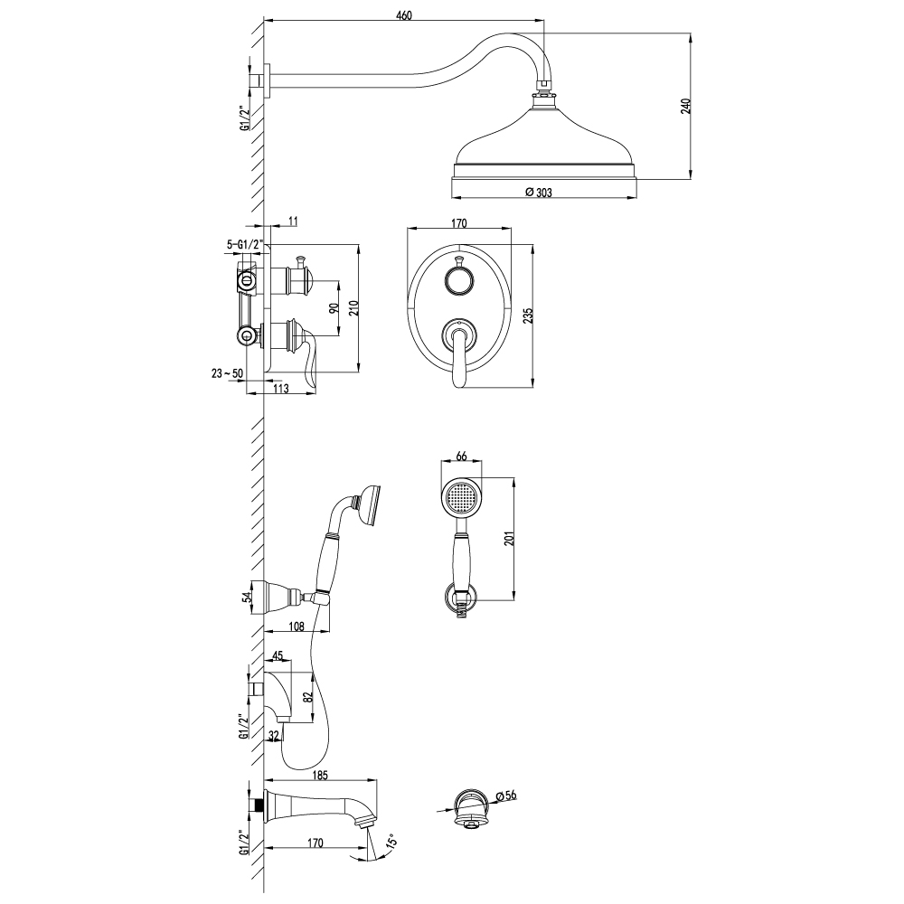LM4722G Смеситель Brava для ванны и душа, встраиваемый LEMARK BRAVA - Вид №1