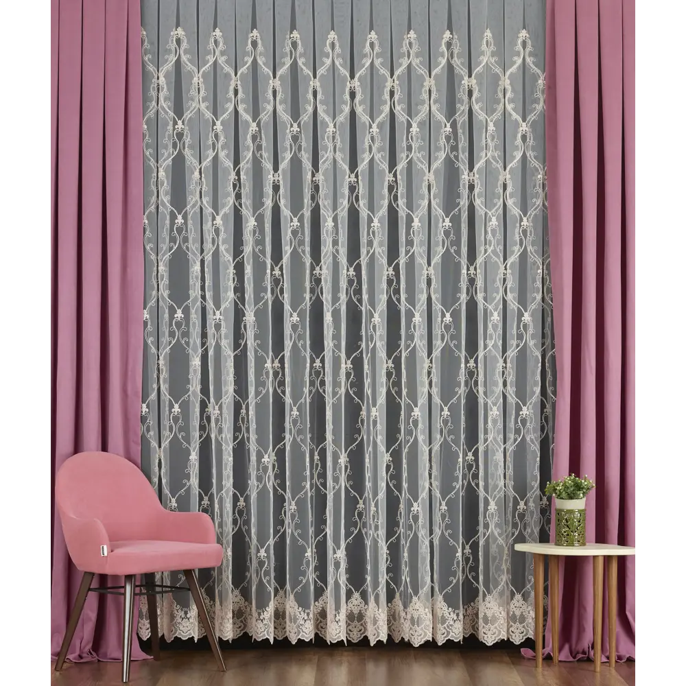 Тюль с вышивкой Корд сетка 290 см цвет розовый 81960440 STLM-2078625 ELIT HOME  - Вид №2