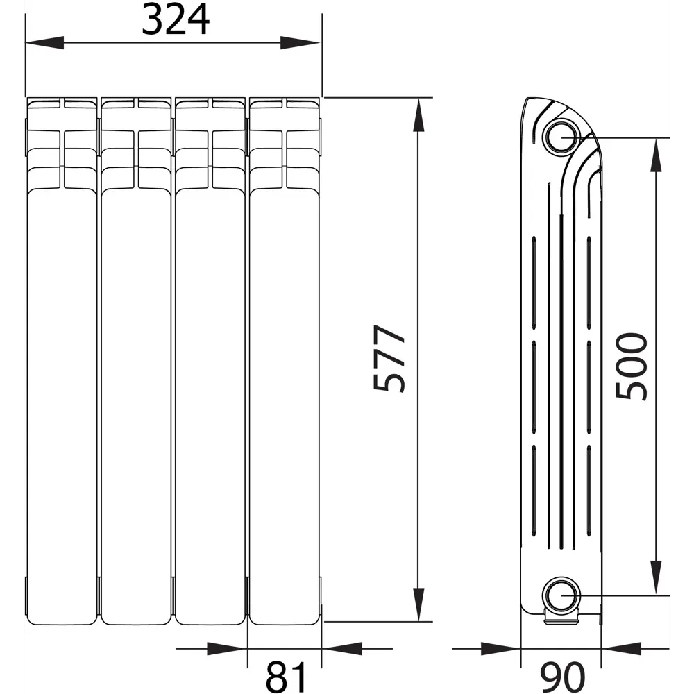 Equation Aluminium 500/90 - 4-секционный алюминиевый радиатор для эффективного отопления 18360590 STLM-0010510 - Вид №5