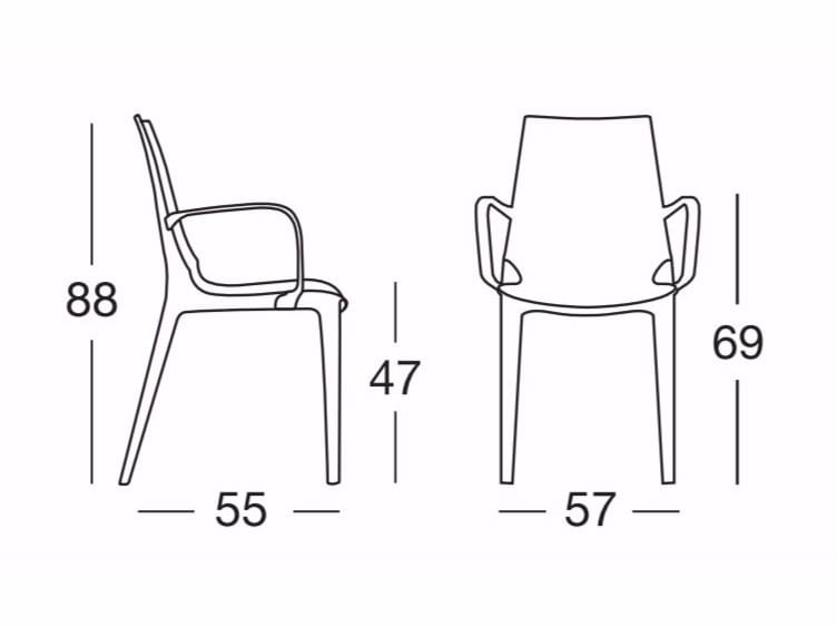 Штабелируемый стул из поликарбоната с подлокотниками S-CAB тщеславие ARCH-00122431 - Вид №3