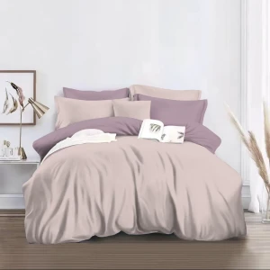 Комплект постельного белья Minimalism 471 евро полисатин бежево-розовый 89397783 STLM-2024340