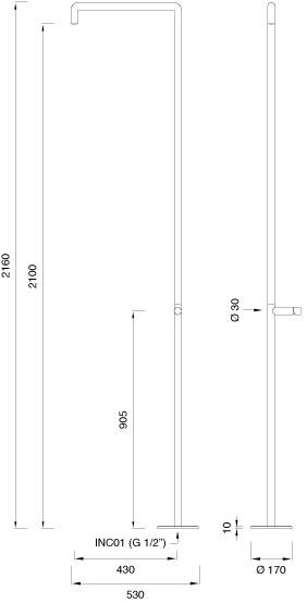 Ceadesign Летний душ из нержавеющей стали Cartesio - docce da esterni Car 160 - Вид №1