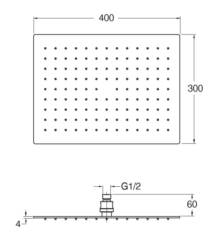 Прямоугольная душевая головка из нержавеющей стали с системой защиты от накипи CRISTINA Rubinetterie дополнения для душа / ванны / умывальника - Inox collection ARCH-00069570 - Вид №2