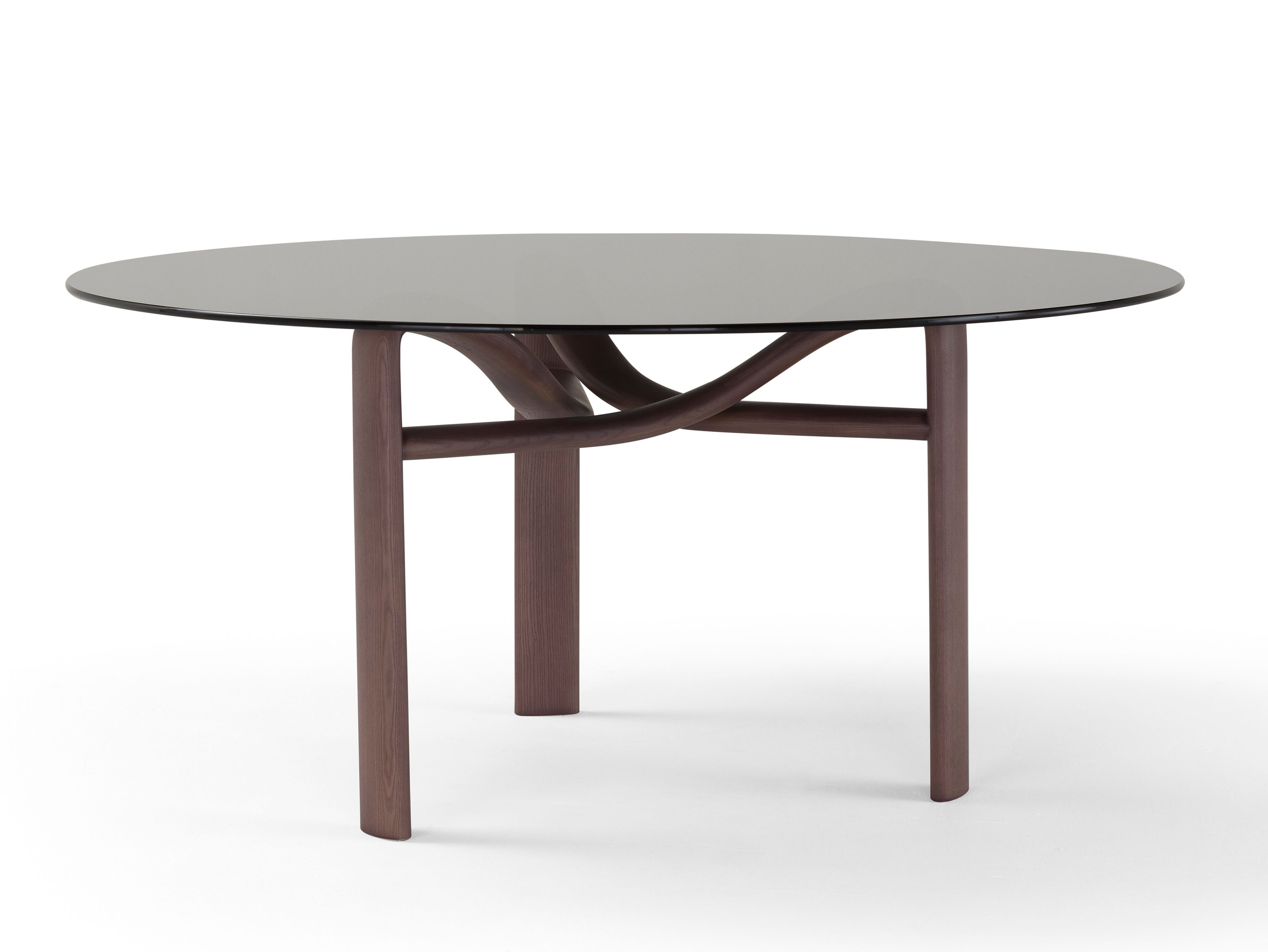 Круглый обеденный стол из дерева и стекла Amura ARCH-00026950 - Вид №7