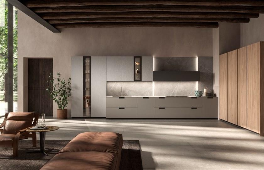 Aster Cucine Линейная кухня из лакированного дерева со встроенными ручками Atelier sun-id-1463375 - Вид №2