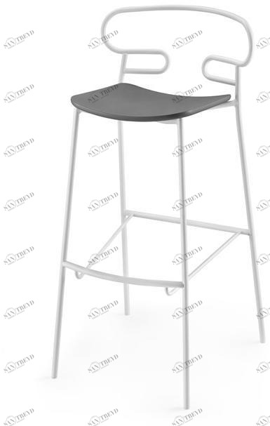 TrabA' Табурет из металла и полиуретана с подставкой для ног Genoa 0049-met-pu