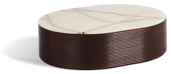 Milla & Milli Овальный журнальный столик из массива дерева с мраморной столешницей Waves sun-id-1390125 - Вид №1