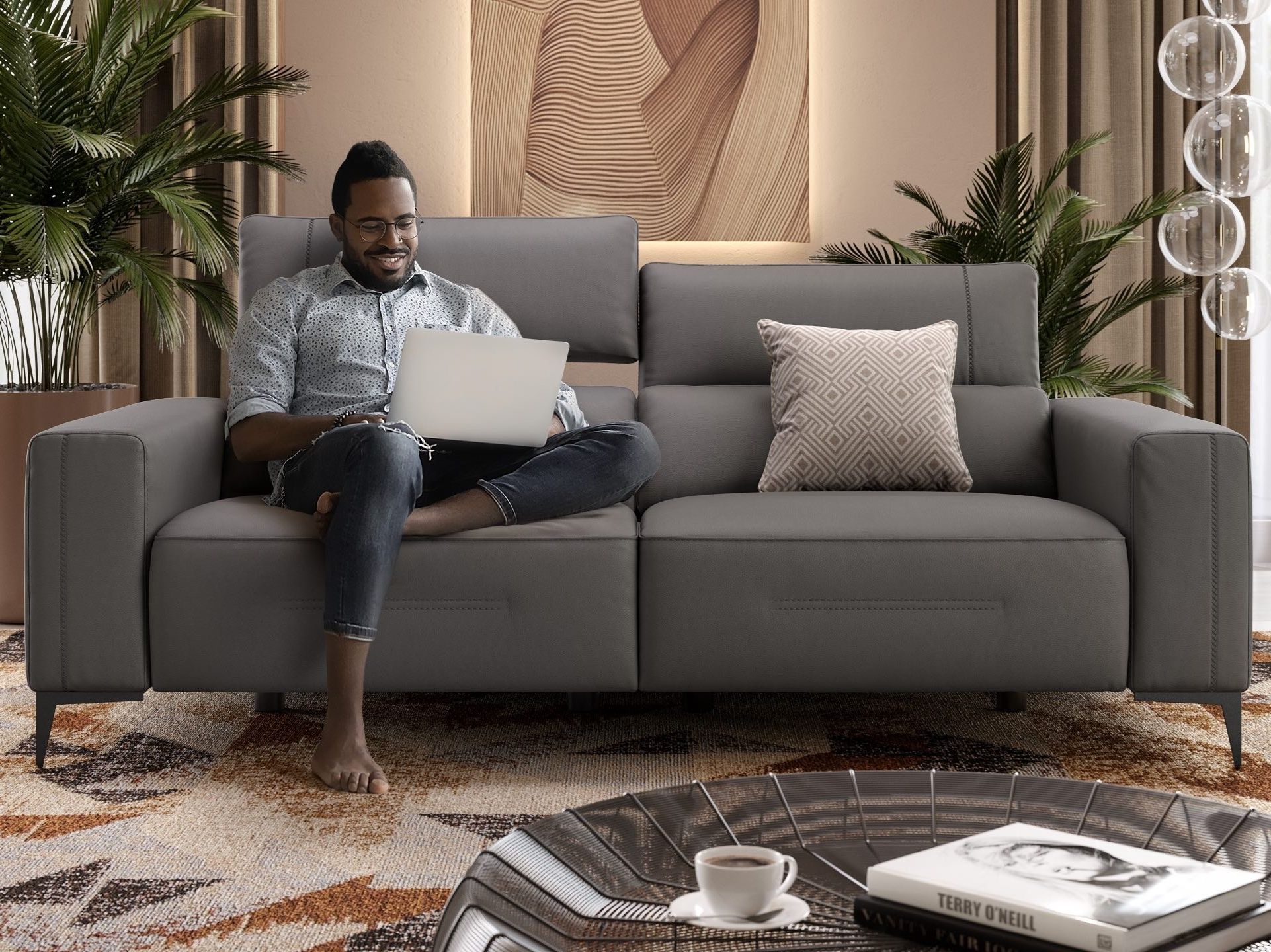 3-местный кожаный диван Sofanella Teramo ARCH-00066621 - Вид №6