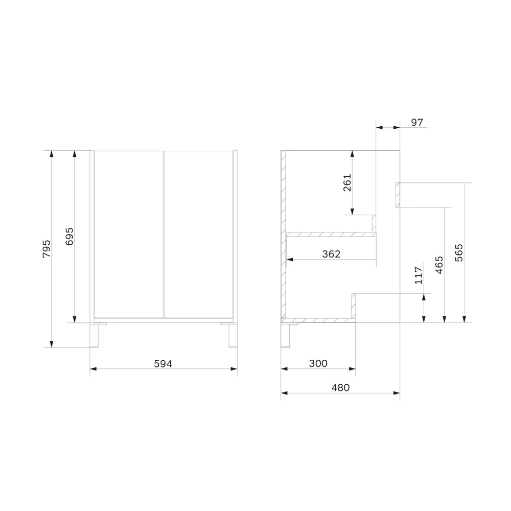 Тумба под раковину AM.PM Stern 60 см белая с декором под дерево 89430350 STLM-1577192 - Вид №6