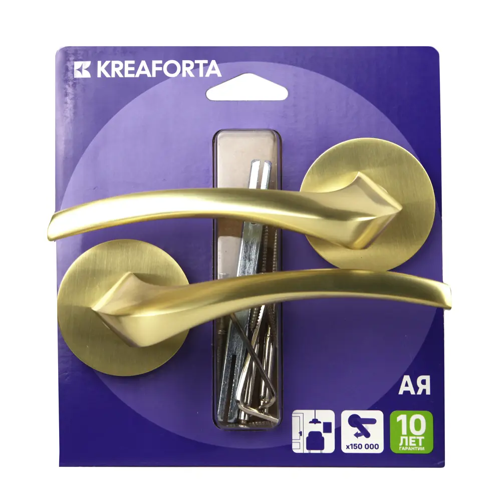 Дверная ручка на розетке KREAFORTA Ая без запирания цвет золото 89450133 STLM-2184323  - Вид №3