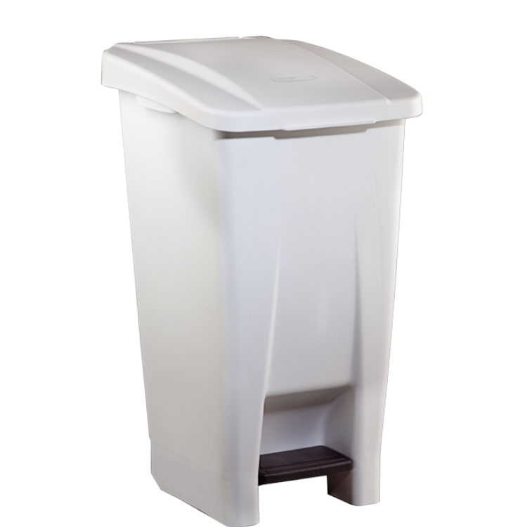 233020 DENOX Бак мусорный пластиковый белый с ручкой с крышкой с педалью 60 л. Белый 