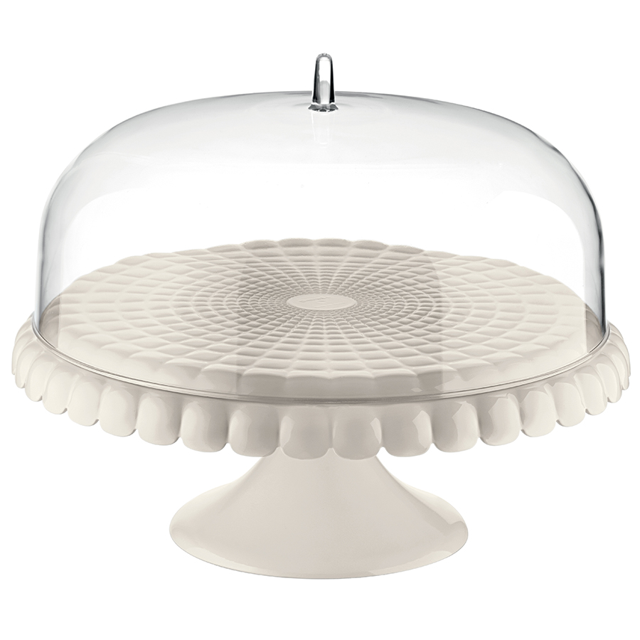 199400156 Блюдо для торта с крышкой tiffany, D36 см, акрил, молочно-белое Guzzini 