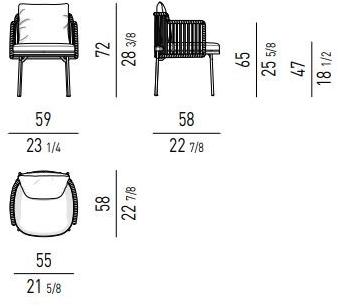 Minotti Садовый стул из мягкой ткани с подлокотниками Tape cord outdoor sun-id-1434541 - Вид №3