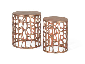 Высокий круглый металлический журнальный столик