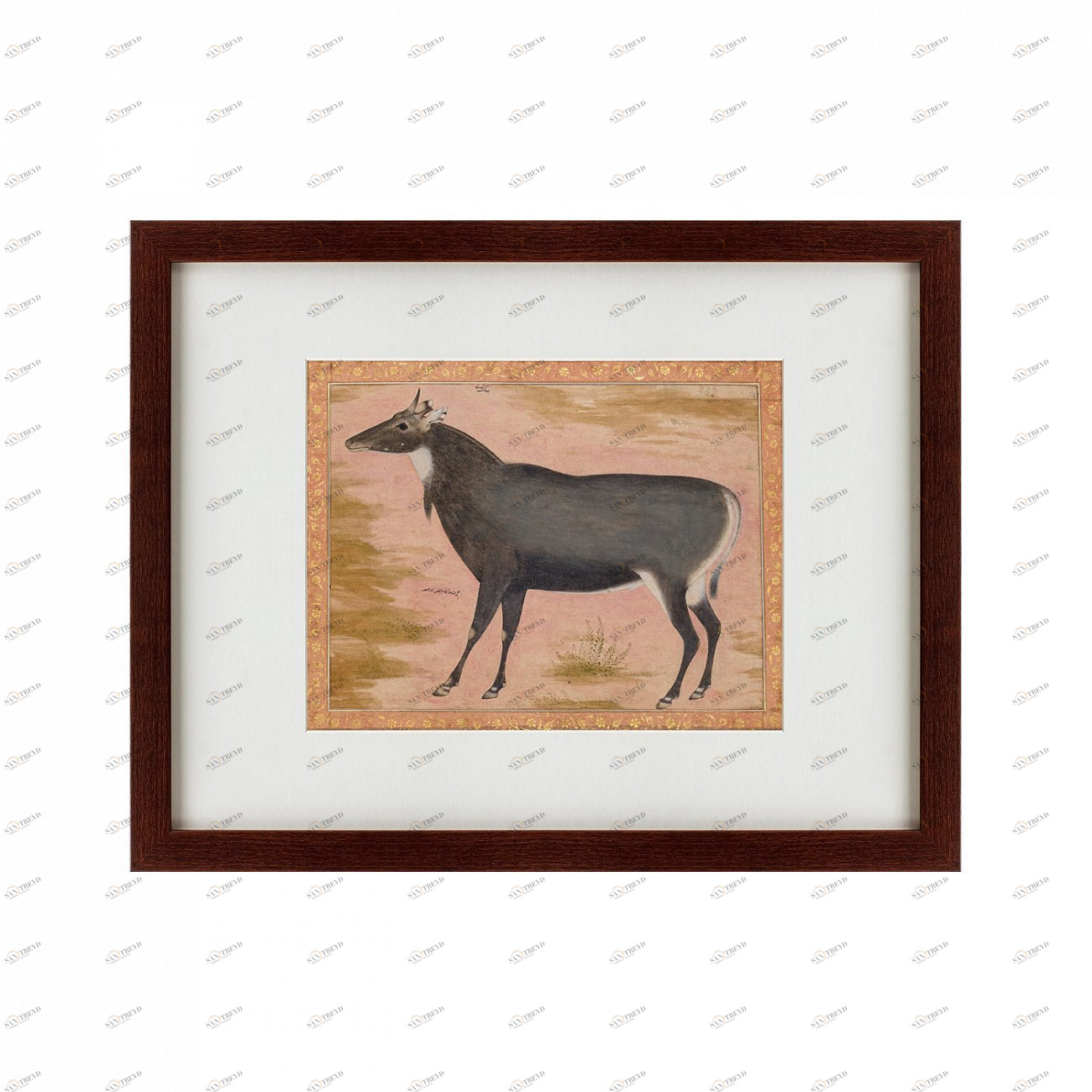 Литография на тонированной бумаге 47х60 см Blue Bull, 1620 КАРТИНЫ В КВАРТИРУ  135665 Бежевый;белый;черный;разноцветный 