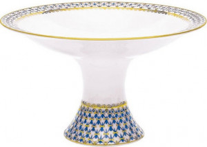 80408 Императорский фарфоровый завод Ваза для фруктов б.р. "Кобальтовая сетка" "Молодежная" Фарфор твердый