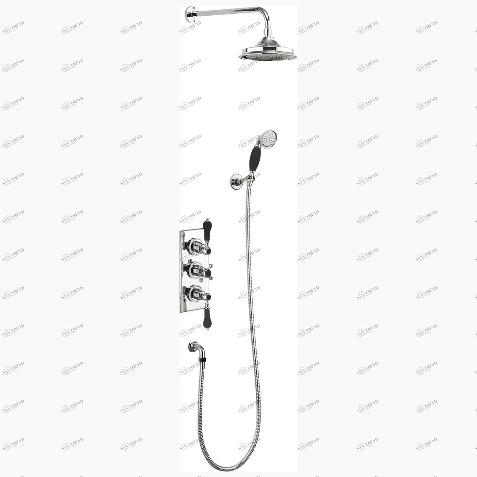 Душевая стойка c встроенным термостатом TF3S c душевой насадкой 6'', серия Black Trent Burlington TF3S BLA, V16