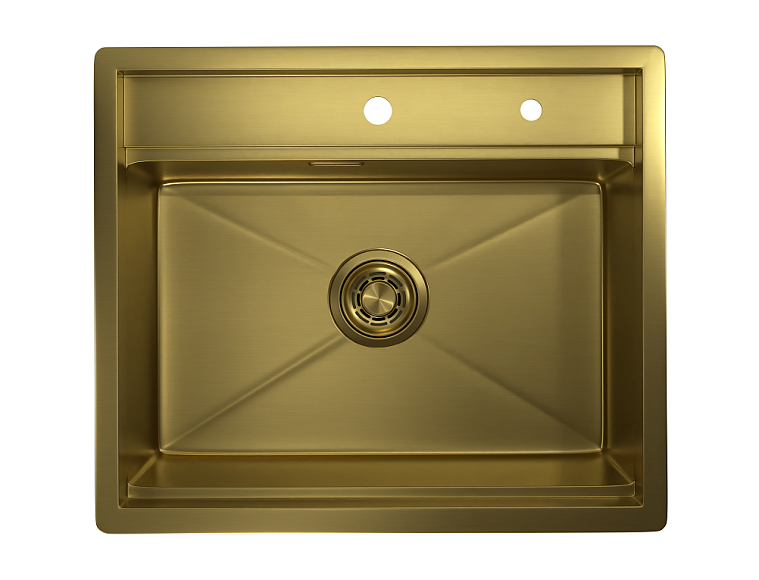 KS-6051, ЗОЛОТО САТИН, стальная кухонная мойка KITCHEN SPACE GRANULA 6051-ST355 - Вид №2
