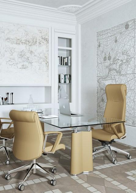 Ares Line Кресло руководителя с регулируемой высотой в коже в классическом стиле с 5-ю спицами и подлокотниками Parlament sun-id-1483626 - Вид №4