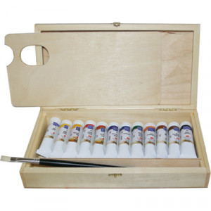 1143003 Краска масляная набор № 2 12 цв. 18 мл кисть, дерево Мастер Класс