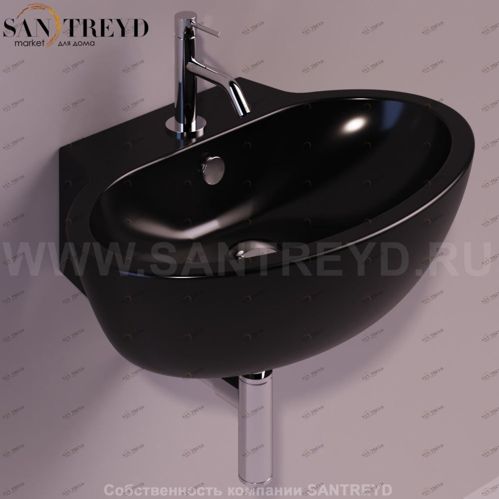LFT24NERO Подвесная раковина настенная овальная Simas LFT Spazio черная