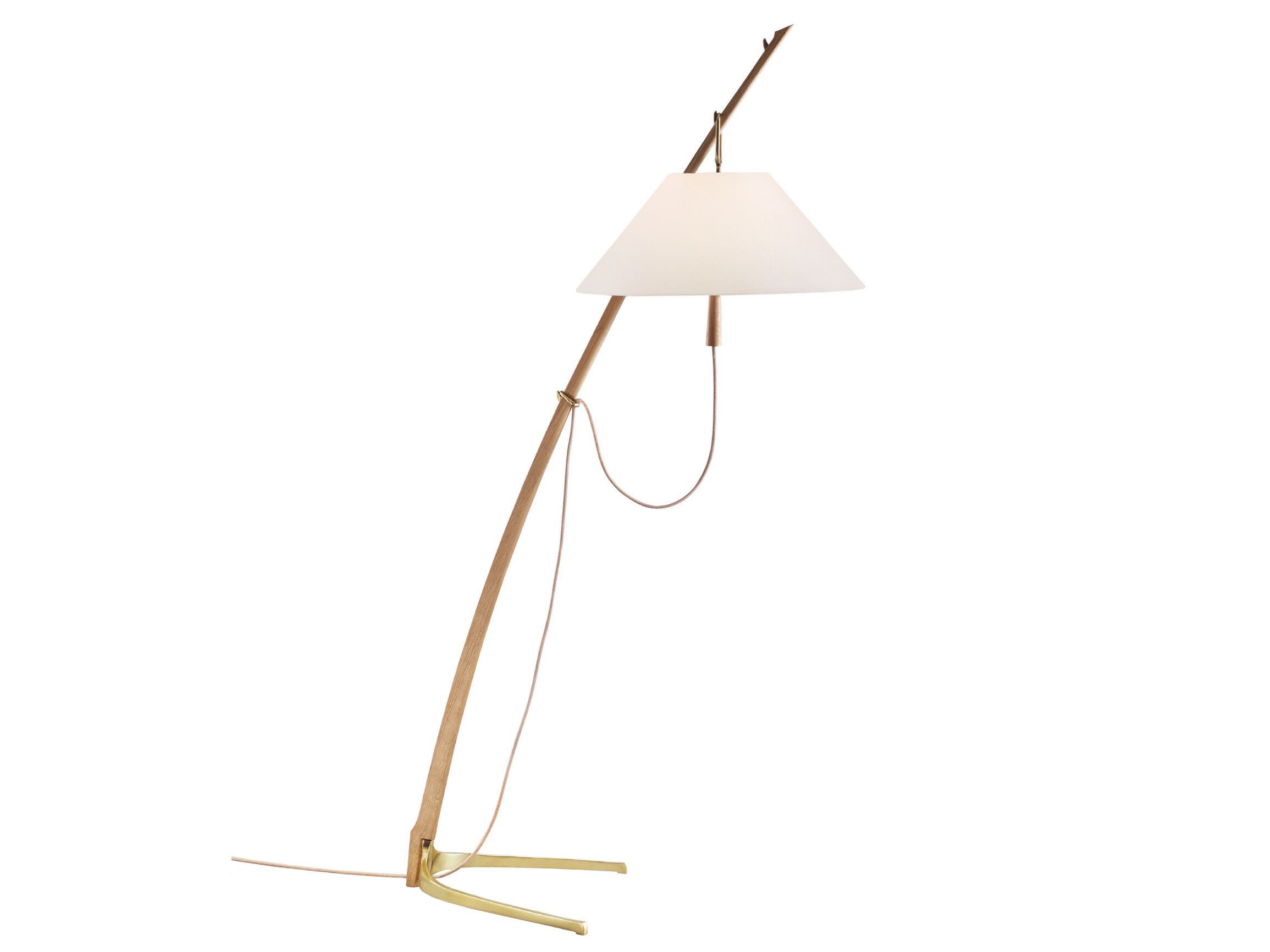 Деревянная и шелковая напольная лампа с регулируемой высотой Kalmar DORNSTAB ARCH-00038581 - Вид №1