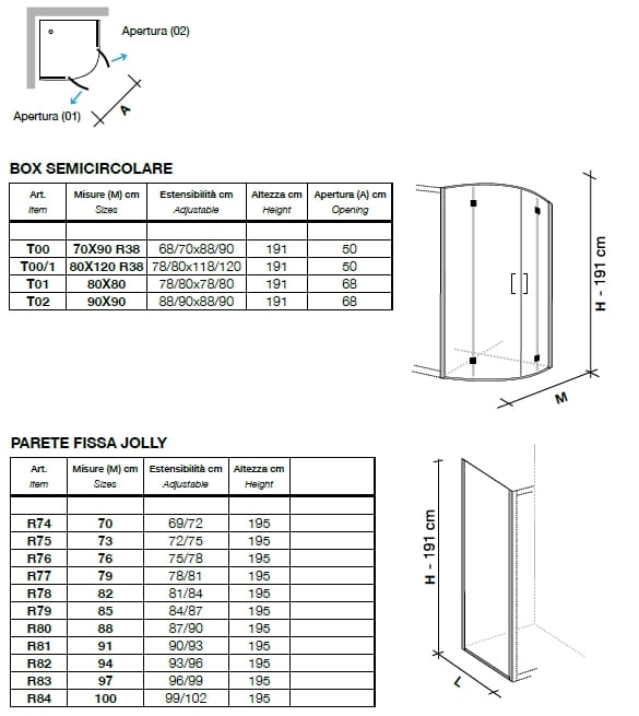 Полукруглый Хрустальный душ с распашной дверью Metidea топ ARCH-00032284 - Вид №2