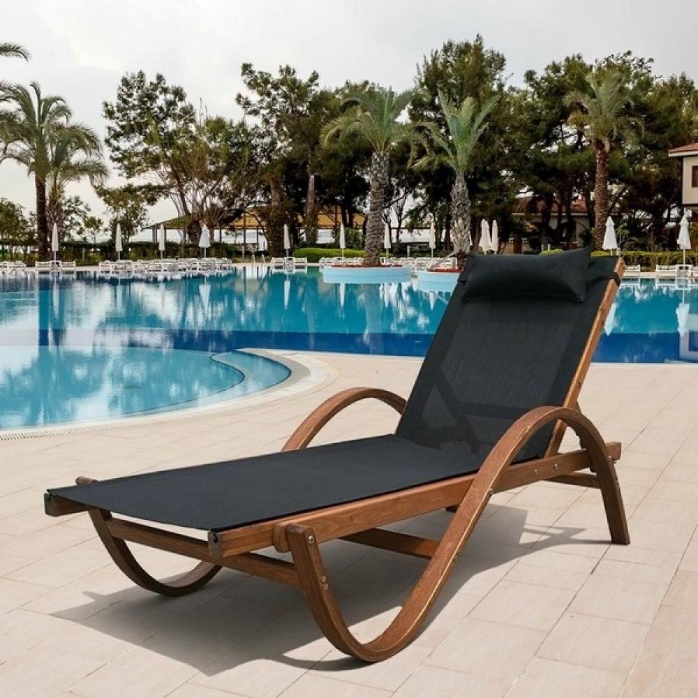 Шезлонг-лежак черный "Мальта" Black AFINA  130446 Коричневый;черный  - Вид №2