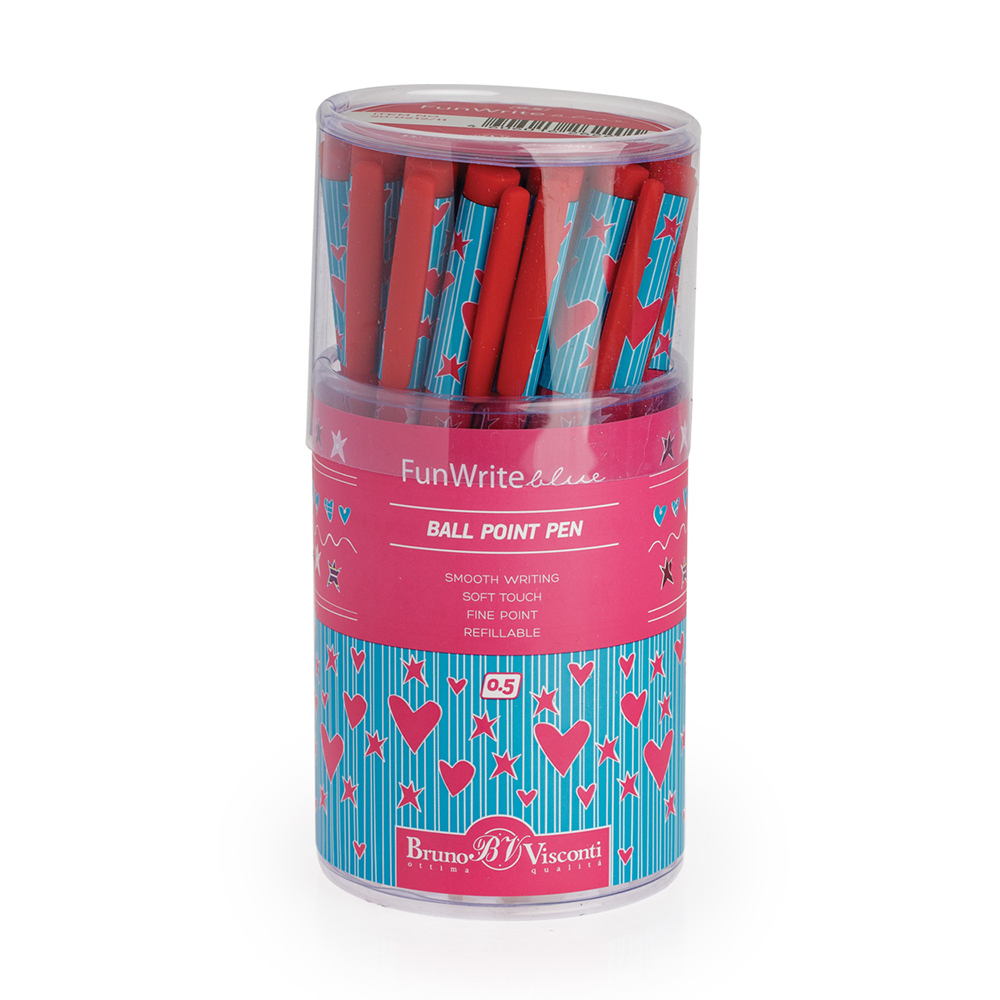 20-0212/11 ручка шариковая FunWrite 0.5 мм "Сердечки голубые" Bruno Visconti 