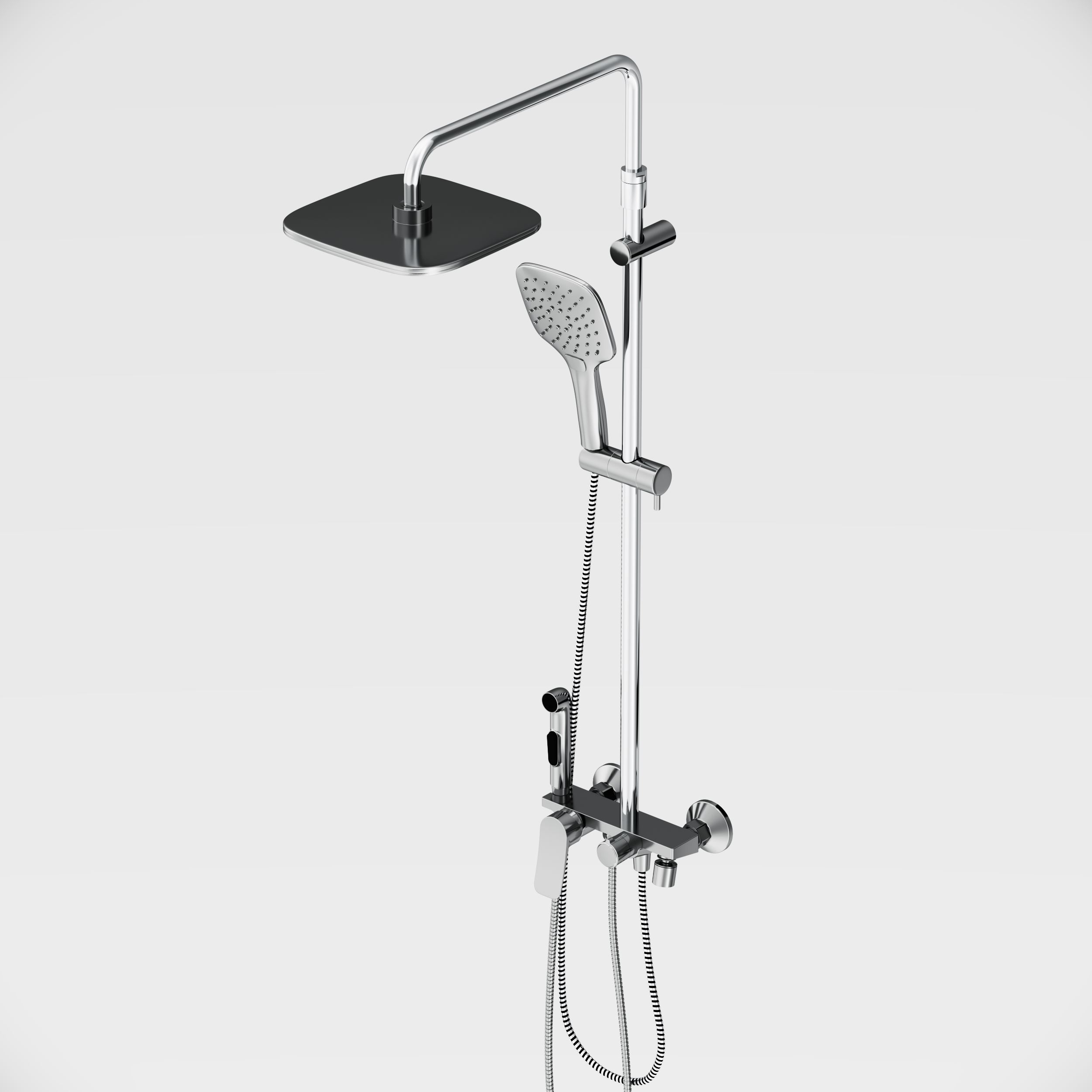 DX220920000 душевая система со смесителем-полкой: верхний душ 230*230мм ручной душ 120мм 3 Damixa Apollo - Вид №4
